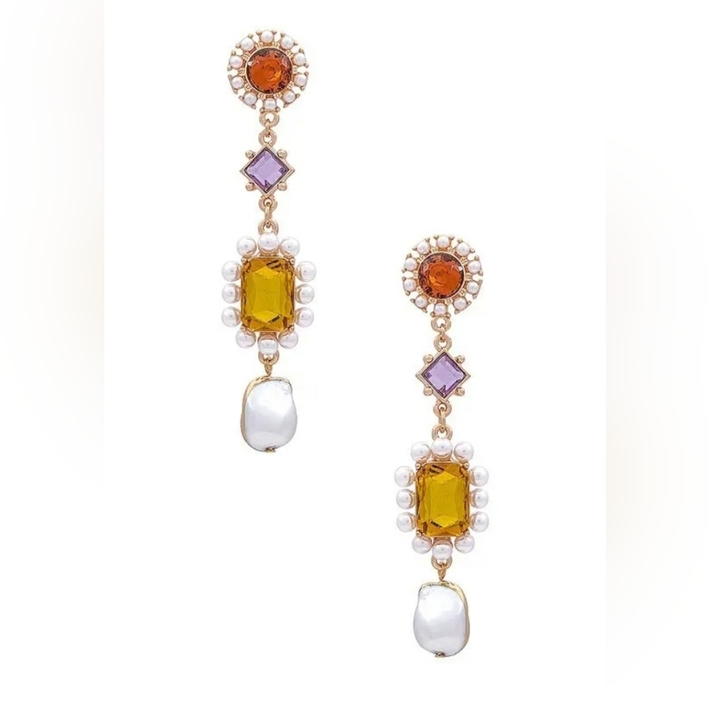8 Other Reasons Gold and Purple Statement Earrings